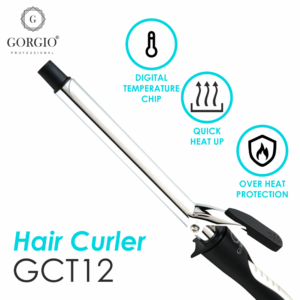 Gorgio Professional Premium Titanium Plate Hair Curling Tong wand GCT 12
